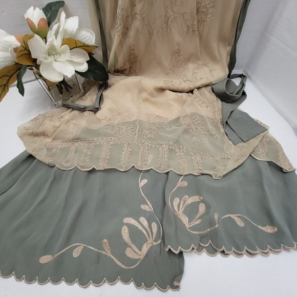 New Victorian Trading Co Hopeless Romantic Lace Dress Blush Green Cottagecore M - Picture 6 of 16